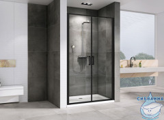 Дверь в нишу ABBER Sonnenstrand AG04100BC 100x195 профиль черный, стекло прозрачное