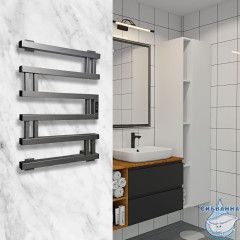 Полотенцесушитель электрический Indigo Muza (с таймером) 50х60 графит (с возможностью скрытого подключения, подключение R)