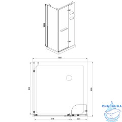 Душевое ограждение Azario Montreal 90x90 профиль серебро, стекло прозрачное AZ-NWG1231-R (без поддона)