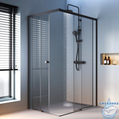 Душевое ограждение AM.PM X-Joy 120х90 W94G-403-12090-BТ профиль черный, стекло прозрачное (без поддона)