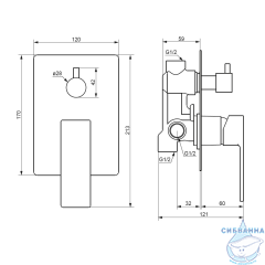 Встраиваемый смеситель для ванны Damixa Gala  537100000 (хром)