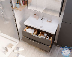 Тумба 1Marka Gaula 60Н черный с раковиной Moduo Slim 60