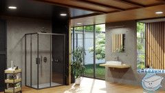 Душевое ограждение Ravak Blix BLRV2K 100х80 профиль черный, стекло прозрачное (без поддона)