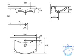 Раковина 60 см Cersanit Carina UM-CAR60/1