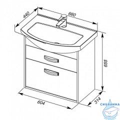 Тумба под раковину Aquanet Грейс 65 2 ящика дуб кантенбери 198378