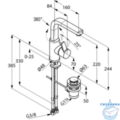 Смеситель для раковины Kludi Zenta 420250575 (с донным клапаном)