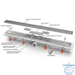 Дренажный трап для душа Veconi VCN Drops V750DN с решеткой