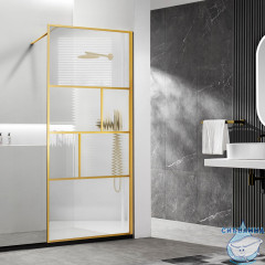 Walk-in Vincea Walk In HS 80 профиль брашированное золото, стекло прозрачное/рифленое VSW-1HC800CFBG