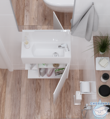 Тумба подвесная 1Марка Stretto 50П (1 дверка) с раковиной  белый У94716