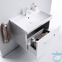 Тумба подвесная Aqwella Classic Нео 60 с раковиной Дрея Q60 белый глянец