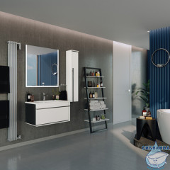 Пенал Roca Aneto L 23 (1 дверка) белый глянец/черный 857431806