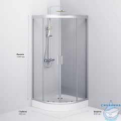 Душевое ограждение AM.PM Gem 90х90 W90G-401-090WT профиль хром, стекло прозрачное (без поддона) (без поддона)