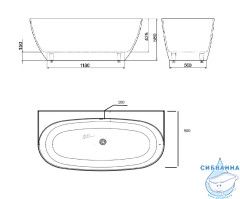 Ванна из литьевого мрамора New Line Sanitary Эдем 170х90 (с полкой без перелива)