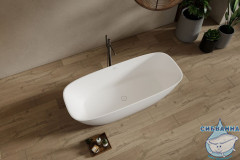 Ванна из искусственного камня ABBER Stein 165x70 AS9632 белая матовая