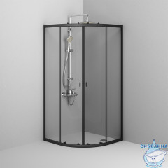 Душевое ограждение AM.PM X-Joy Twin Slide 90x90 W88G-205-090BT64 профиль черный, стекло прозрачное (без поддона)