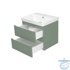 Тумба подвесная Brevita Victory 60 зеленый с раковиной Dreja Luxury 60