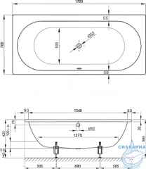 Стальная ванна Bette Starlet 170x70 с ножками