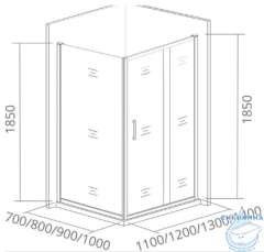 Боковая стенка Bas Infinity SP-100-W-CH профиль хром, стекло прозраное с рисунком