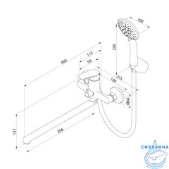 Смеситель для ванны с длинным изливом, Horizont, Milardo, HORSB02M10