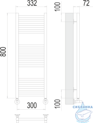 Полотенцесушитель водяной Terminus Аврора П16 30х80 (нижнее подключение)