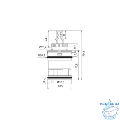 Картридж для смесителя, керамика, 35 мм, с ножками, прямая подводка, IDDIS, 999C35H2SM-1