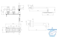 Душевая система ABBER Wasser Kreis 316 AF8150BST скрытого монтажа с изливом, термостат, брашированная сталь