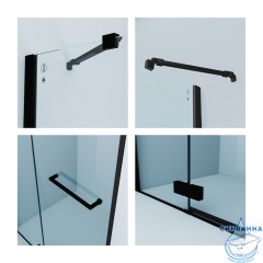  Дверь в нишу Iddis Slide 120x195 профиль черный, стекло прозрачное