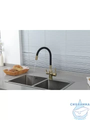 Смеситель кухни Frap F4396-3 (золото/черный)