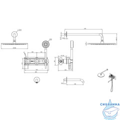 Душевая система ABBER Wasser Kreis 316 AF8117BG скрытого монтажа с изливом, брашированное золото