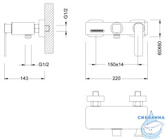 Смеситель для ванны Timo Torne 4314/00-16Y с аксессуарами (хром/белый)