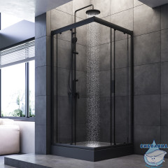 Душевое ограждение Am.Pm Gem W90G-403-090BT 90x90 профиль черный, стекло прозрачное (без поддона)