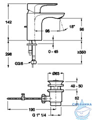 Смеситель для раковины Jacob Delafon Aleo E72275-4-CP (с донным клапаном)