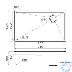 Кухонная мойка Omoikiri Taki 74-U/IF SIDE IN нержавеющая сталь