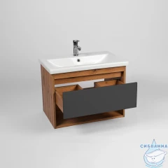 Тумба Viant Бостон 60П с раковиной Como 60 дуб вотан/графит