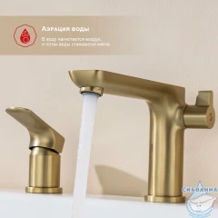 Смеситель для ванны на борт Raglo R03.31.03 с душевым гарнитуром (сатин золотой)