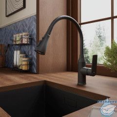 Смеситель для кухни с гибким изливом, черный матовый, Poli, Milardo, POLBL0FM05