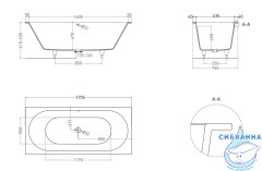Ванна из искусственного камня Salini Ornella Axis 170x75 (материал S-Sense, белый глянцевый)