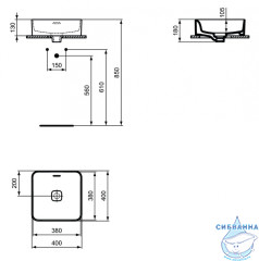 Раковина на столешницу 50 см Ideal Standard Strada II Square Vessel T296201