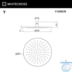 Верхний душ WHITECROSS D=30 см Y1300CR (хром)
