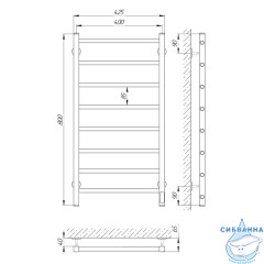 Полотенцесушитель электрический Laris Феличия П8 40Х80 R (черный матовый)