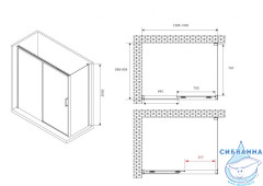 Душевое ограждение ABBER Komfort 140x90 профиль черный, стекло прозрачное AG93140B-S92B (с доводчиком) (без поддона)