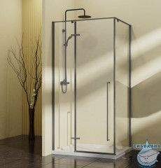 Душевое ограждение Vincea Slim-N 100x90 профиль вороненая сталь, стекло прозрачное VSR-5SN9010CLGM