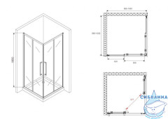 Душевое ограждение ABBER  Schwarzer Diamant AG02100BDTH 100x100  профиль черный, стекло тонированное (без поддона)
