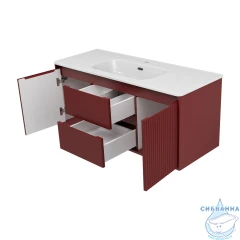 Тумба подвесная Brevita Wine 120 бордовый с раковиной Brevita Onda 120