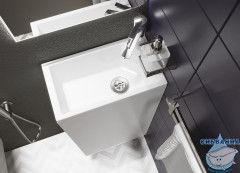 Тумба подвесная 1Marka Laura 40П с раковиной Laura 40 белый глянец R