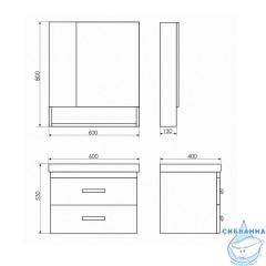 Тумба подвесная Comforty подвесная Никосия 60П дуб белый с раковиной Fest 60