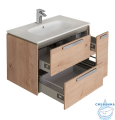 Тумба Roca Lago 80 с раковиной Roca Victoria 80 светлый дуб