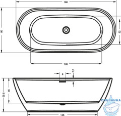 Ванна акриловая Riho Inspire Velvet White c опорой 180x80