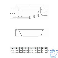 Ванна акриловая C-BATH Nika 170x70 L