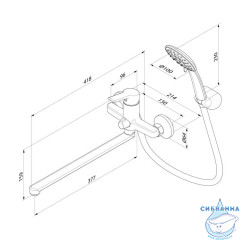 Смеситель для ванны с длинным изливом, Stripe, Milardo, STRSB02M10